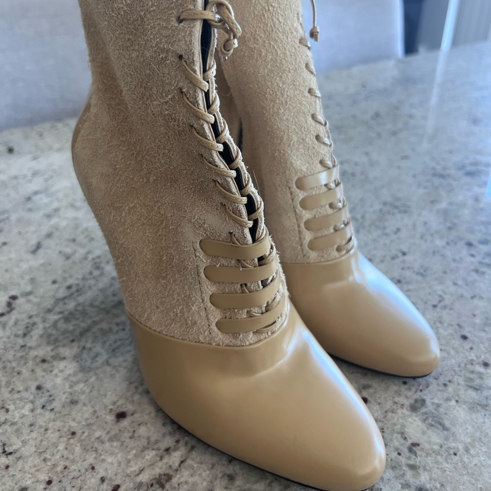 3.1 Philip Lim suede camel ankle bootie